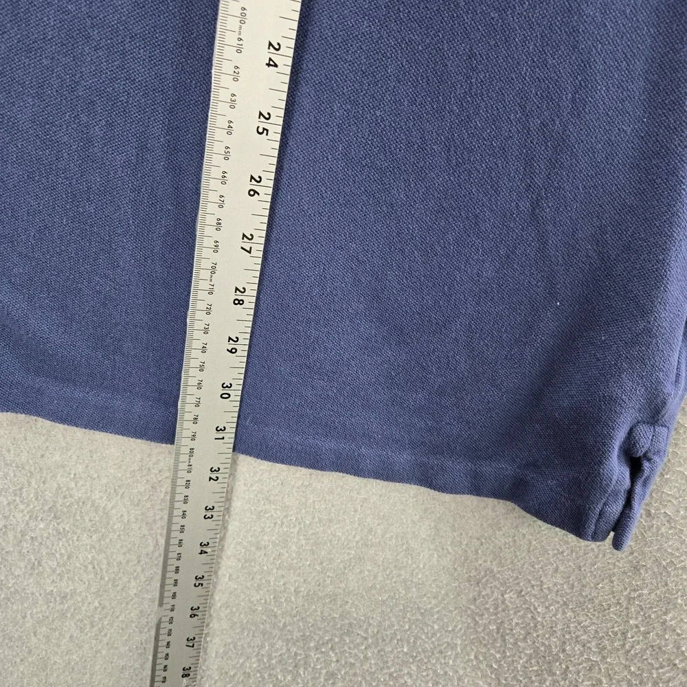 Ralph Lauren Men Polo Shirt Large Blue Striped‎ Collar Short Sleeve Cotton